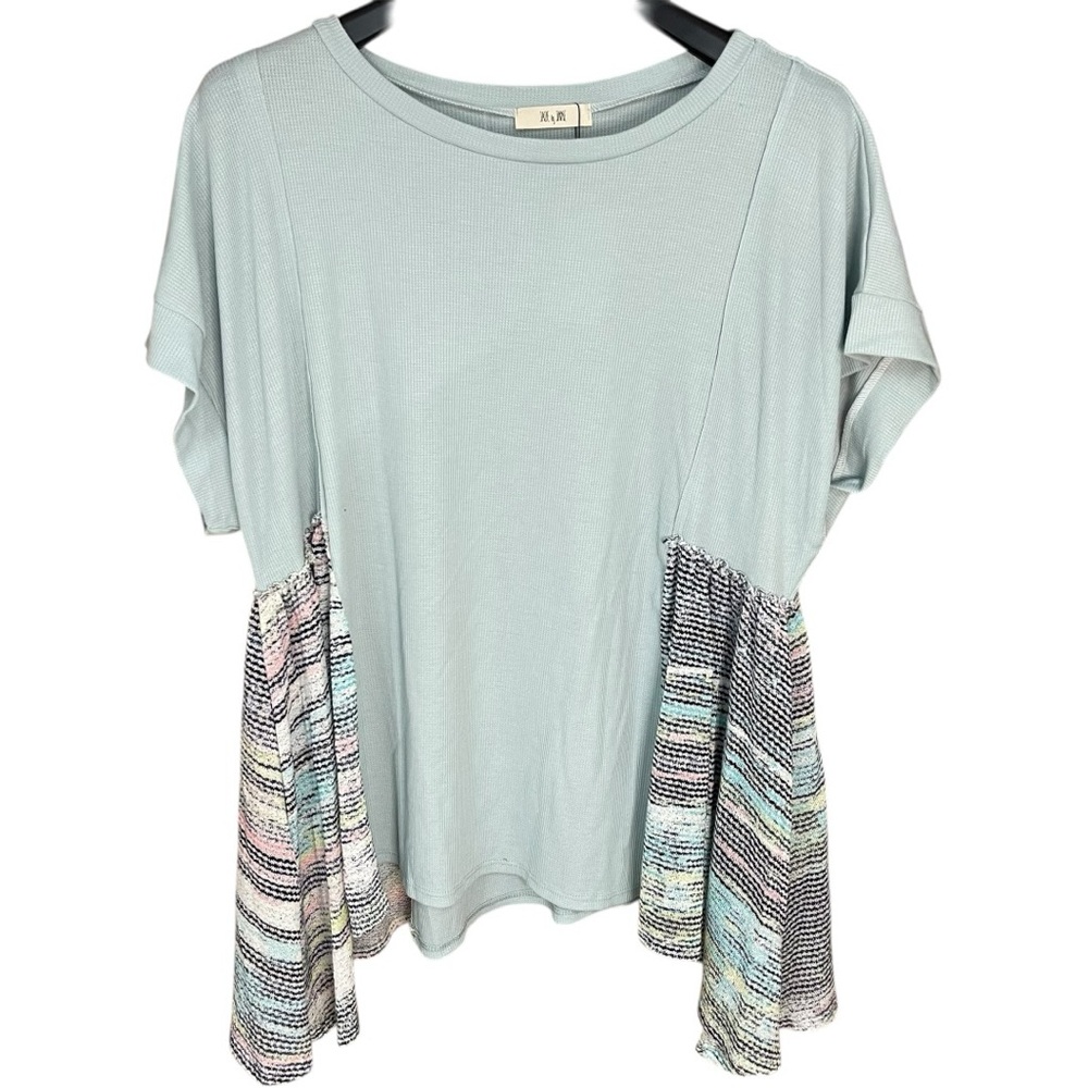 Jade by Jane Paneled Tunic Shirt Blue